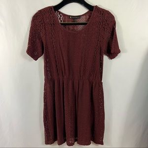 House of Harlow Dress 1960 Burgundy Maroon Crochet Lace XS Festival